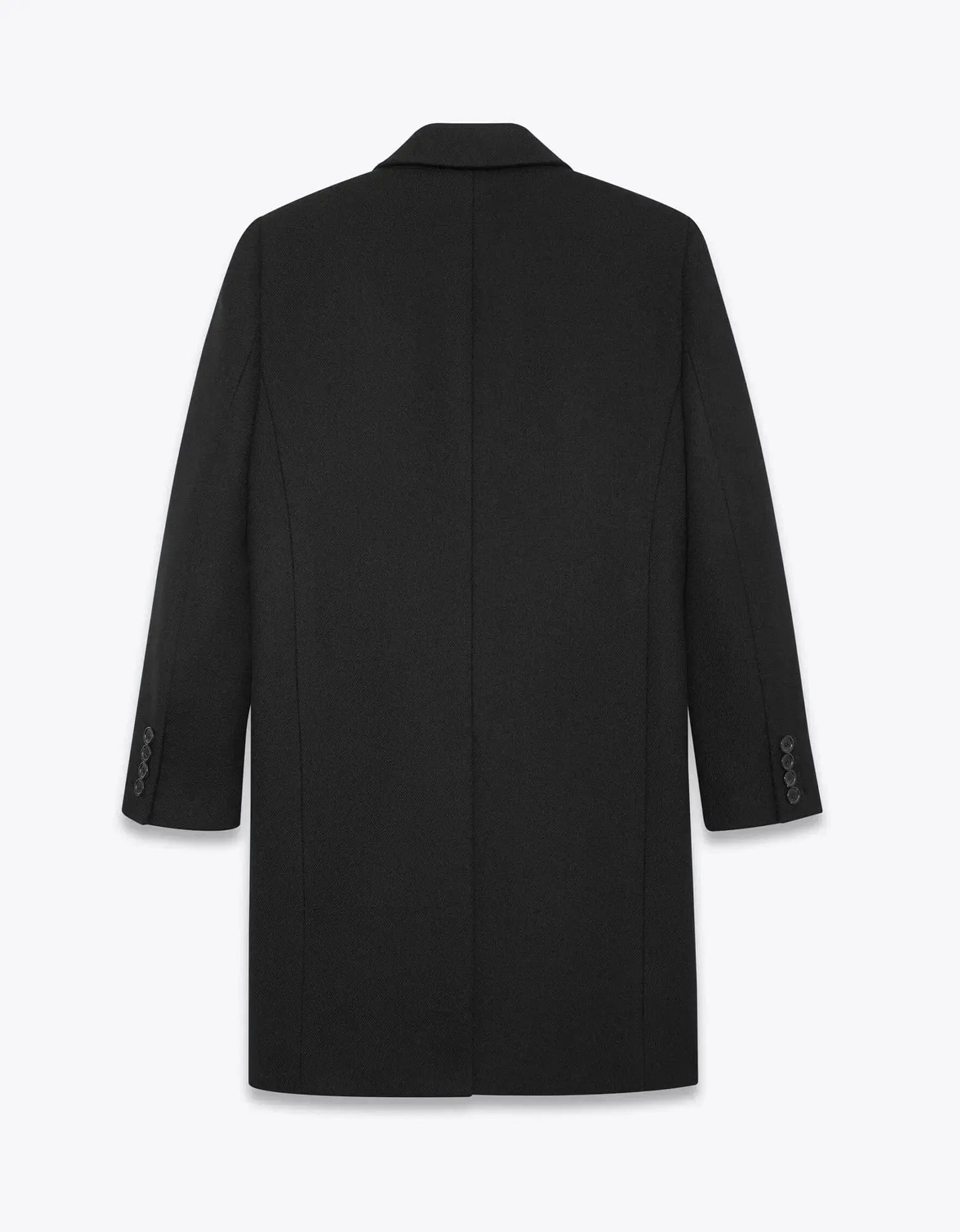 Saint Laurent Black Double-Breasted Wool Coat sold by Zoo Fashions product image thumbnail 2