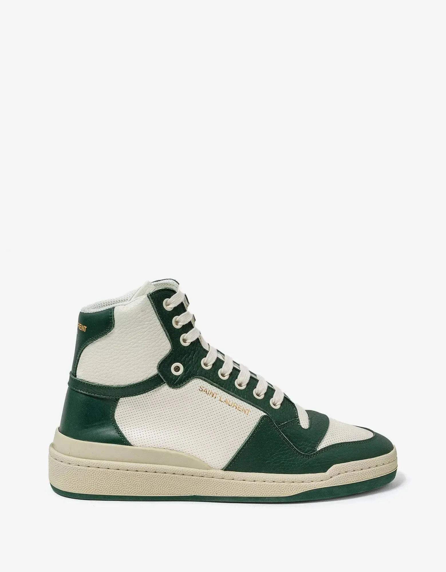 Saint Laurent White & Green SL/24 Mid Top Trainers sold by Zoo Fashions product image thumbnail 2