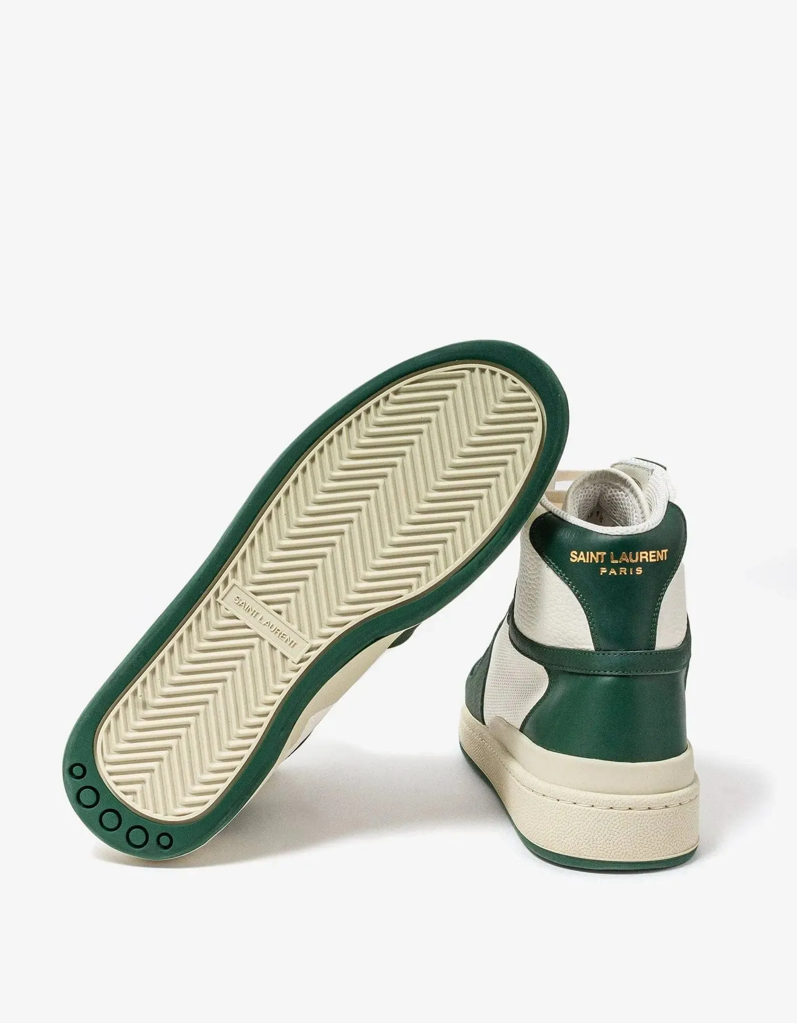 Saint Laurent White & Green SL/24 Mid Top Trainers sold by Zoo Fashions product image thumbnail 3