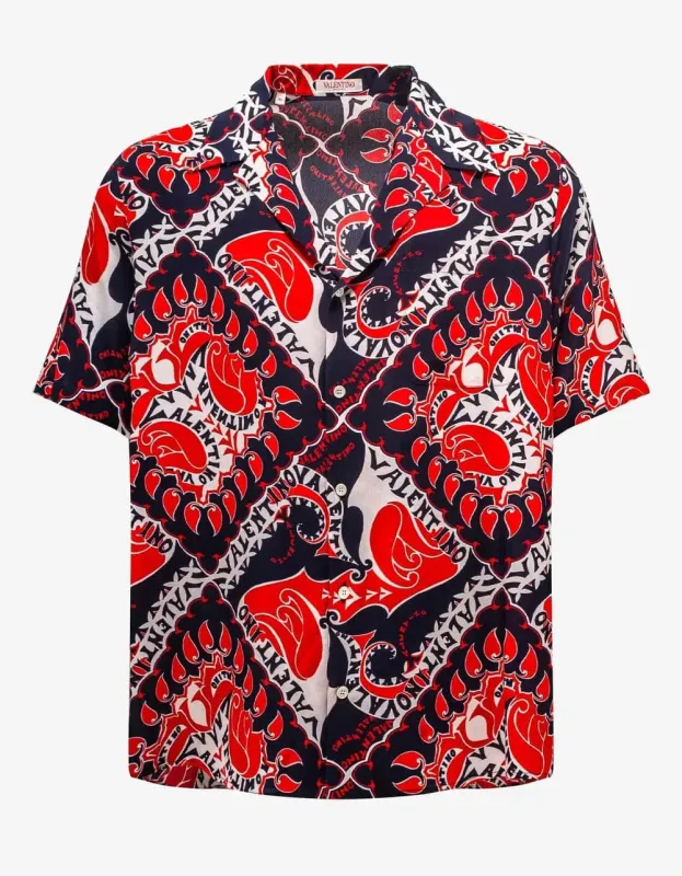 Valentino Archive Manifesto Bandana Print Silk Shirt sold by Zoo Fashions