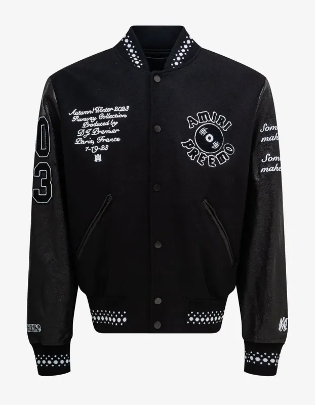Amiri Black DJ Premier Varsity Jacket sold by Zoo Fashions