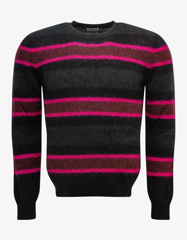 Saint Laurent Grey Stripe Mohair Sweater made by Yves Saint Laurent