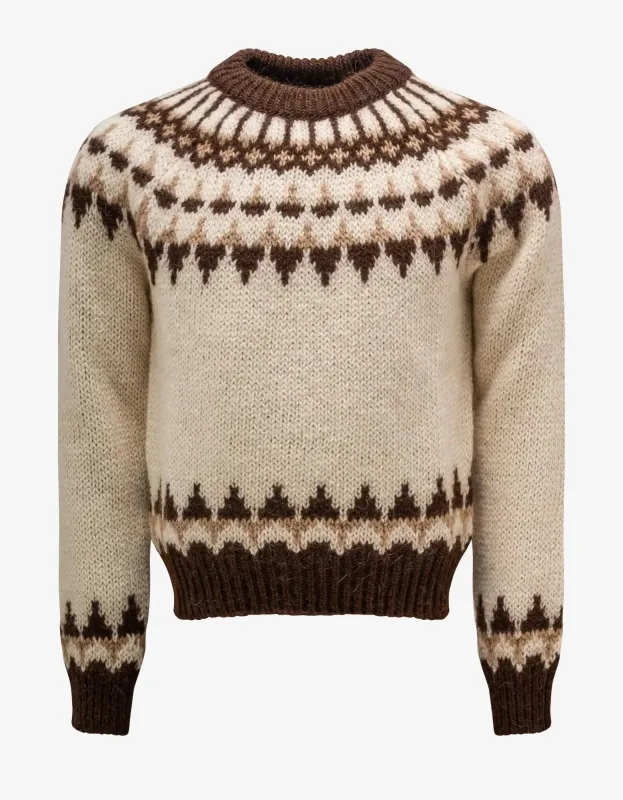 Saint Laurent Beige Fair Isle Wool & Mohair Sweater sold by Zoo Fashions