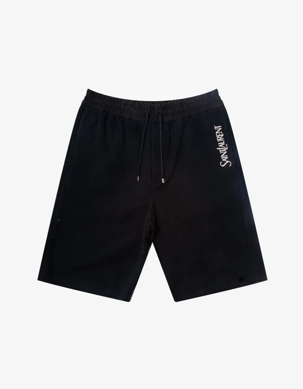 Saint Laurent Black Logo Sweat Shorts sold by Zoo Fashions
