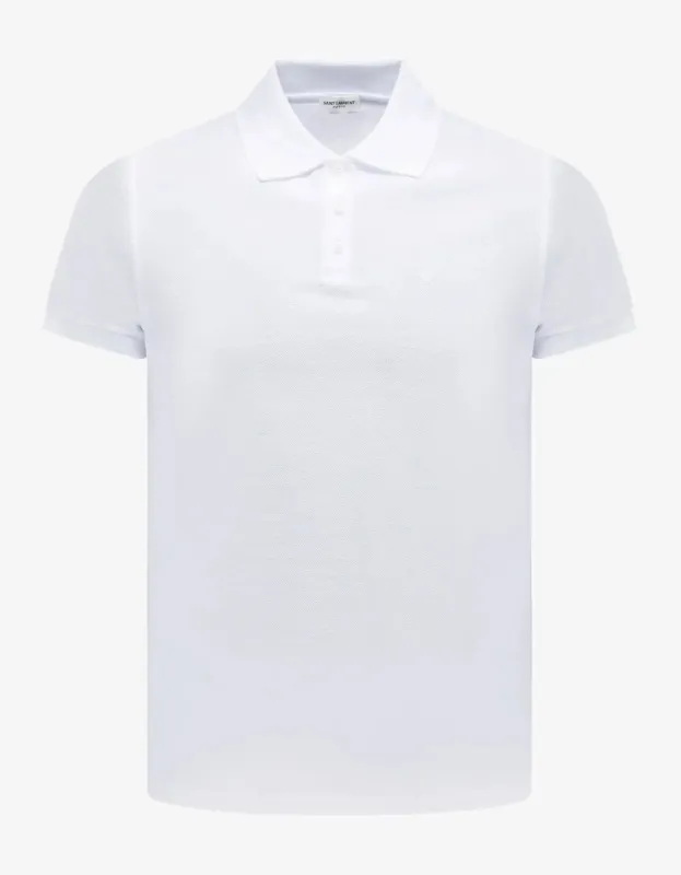 Saint Laurent White Monogram Polo T-Shirt made by Yves Saint Laurent