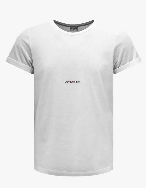 Saint Laurent White Rive Gauche Logo T-Shirt made by Yves Saint Laurent
