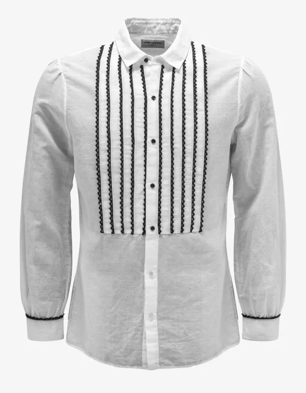 Saint Laurent White Bib Shirt sold by Zoo Fashions