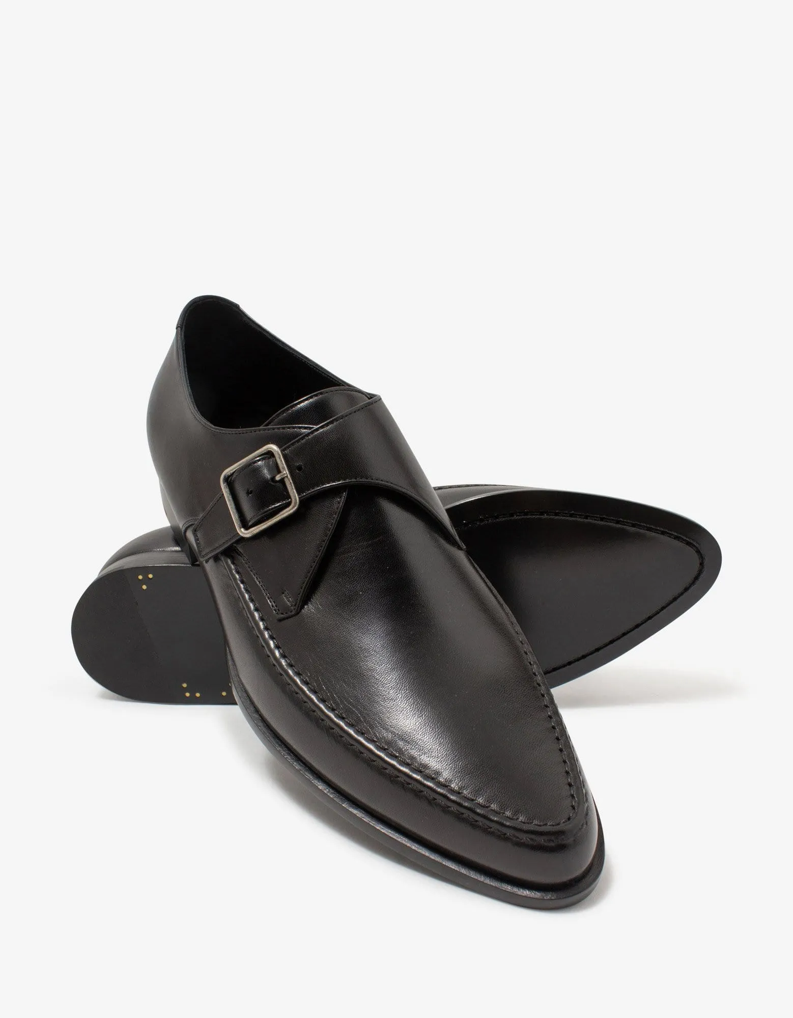 Saint Laurent Marceau Black Leather Monk Strap Shoes sold by Zoo Fashions product image thumbnail 5