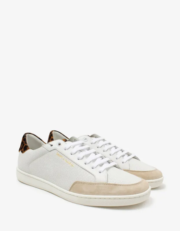 Saint Laurent Court Classic SL/10 White Perforated Leather Trainers made by Yves Saint Laurent