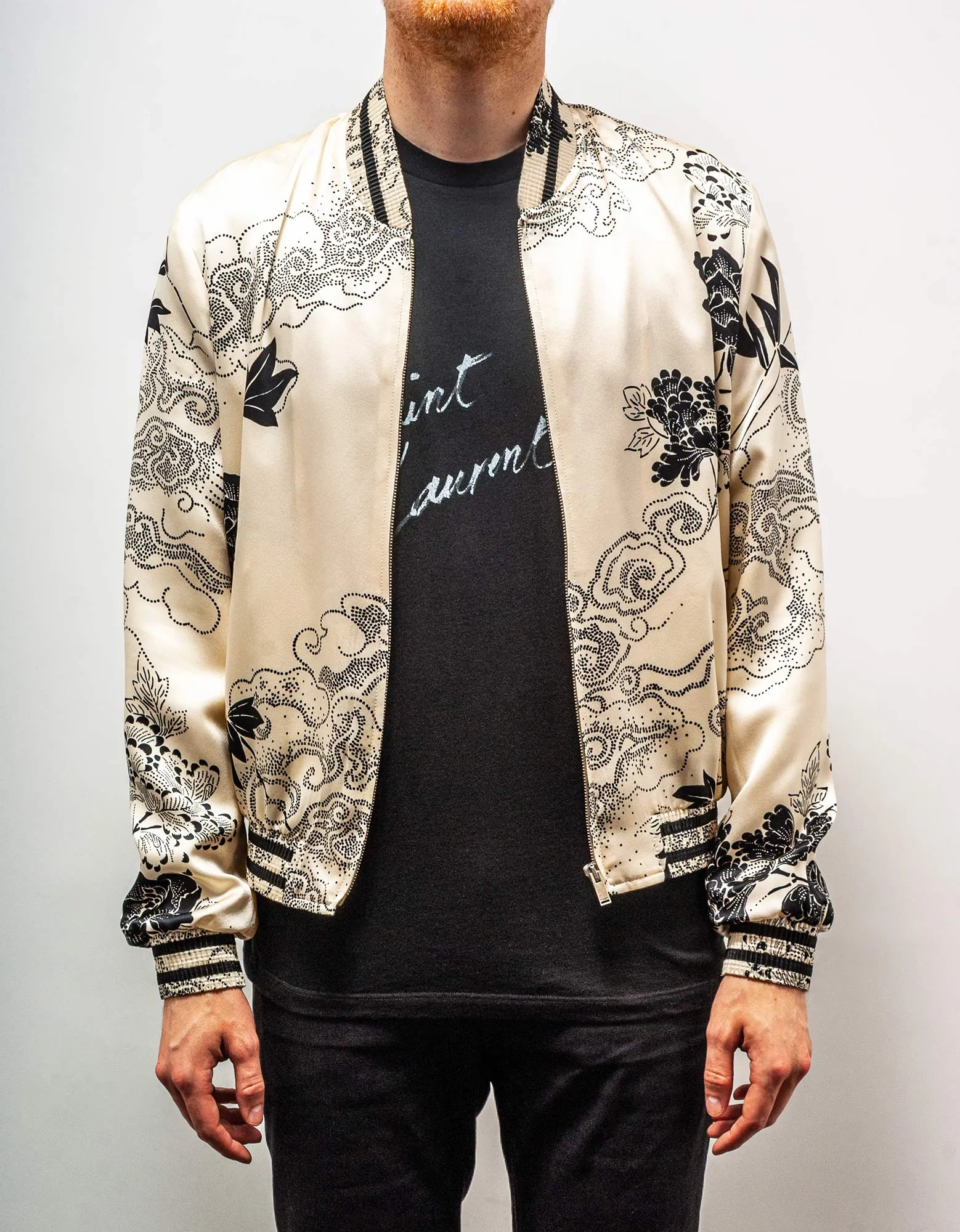 Saint Laurent Cloud Motif Silk Satin Teddy Jacket sold by Zoo Fashions product image thumbnail 2