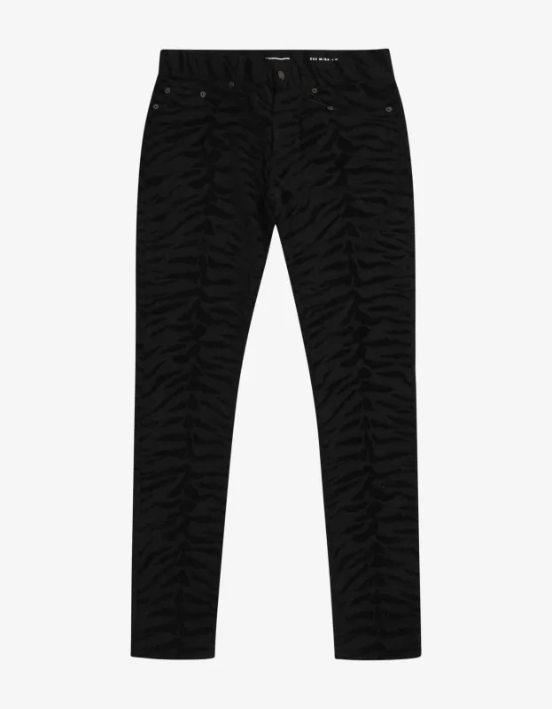 Saint Laurent Black Zebra Print Skinny Jeans made by Yves Saint Laurent