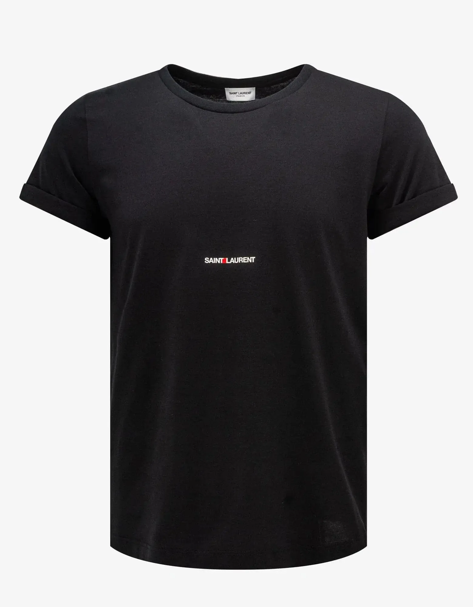 Saint Laurent Black Rive Gauche Logo T-Shirt sold by Zoo Fashions