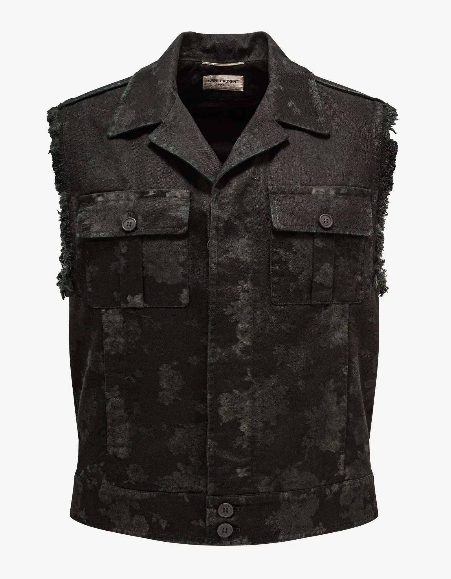 Saint Laurent Black Floral Sleeveless Jacket sold by Zoo Fashions