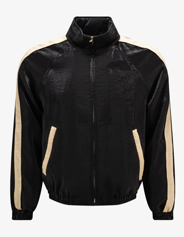 Saint Laurent Black Crinkle-Effect Monogram Teddy Jacket made by Yves Saint Laurent