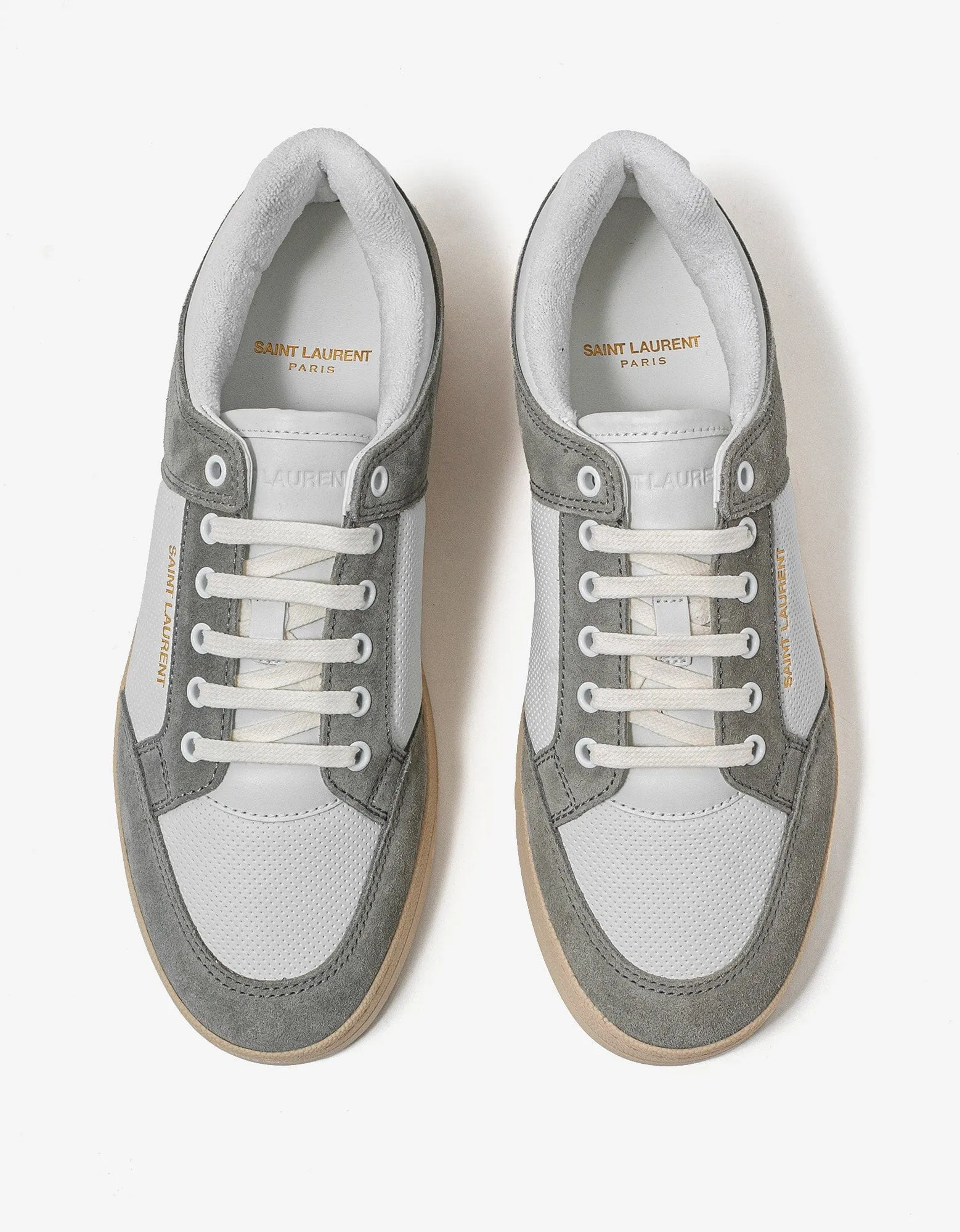 Saint Laurent White & Grey SL/61 Leather Trainers sold by Zoo Fashions product image thumbnail 5