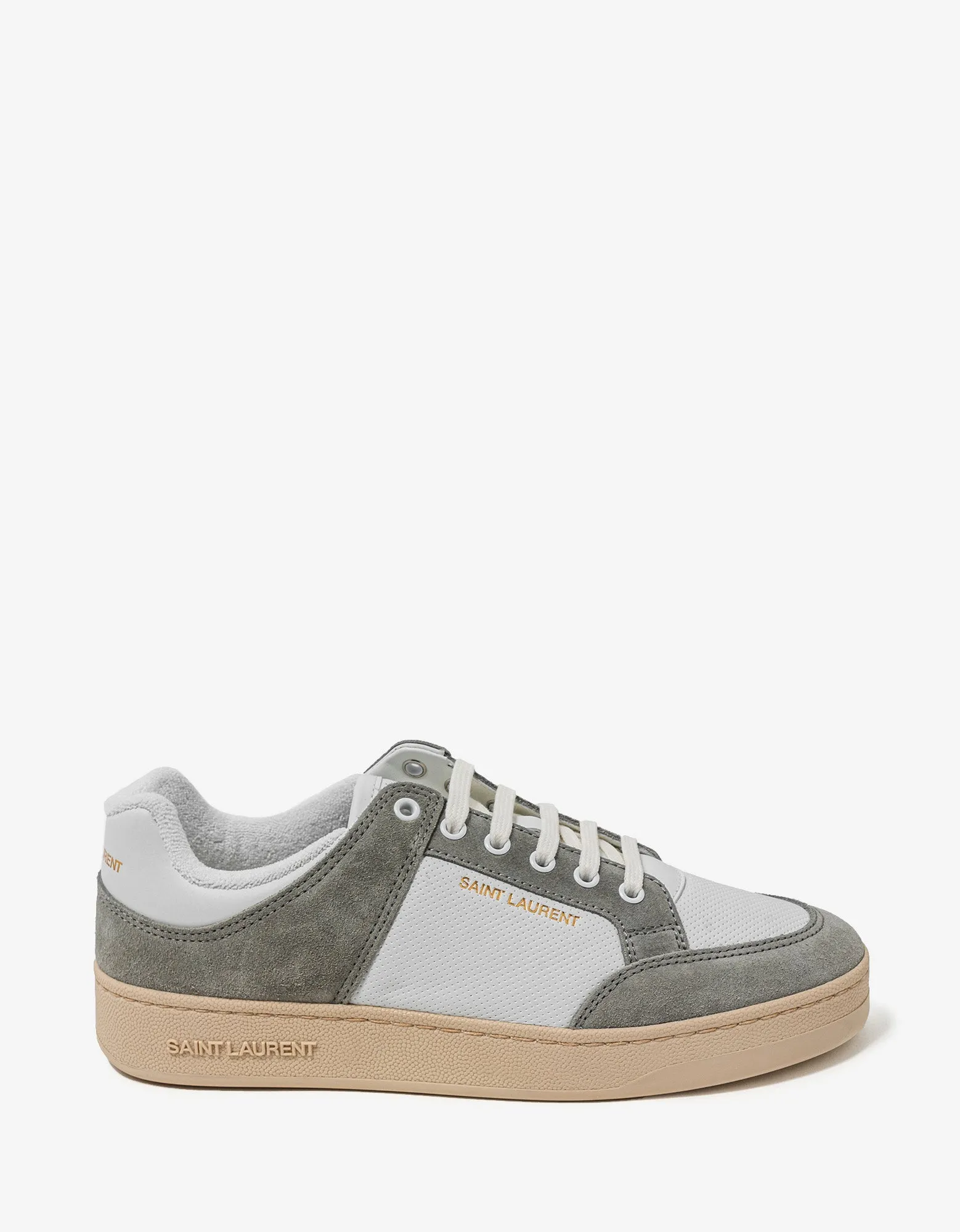Saint Laurent White & Grey SL/61 Leather Trainers sold by Zoo Fashions product image thumbnail 2