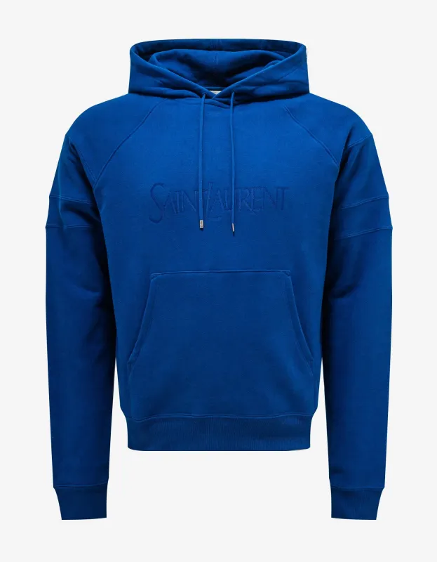 Saint Laurent Blue Logo Raglan Hoodie sold by Zoo Fashions