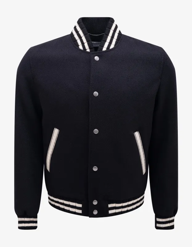 Saint Laurent Black College Teddy Jacket sold by Zoo Fashions