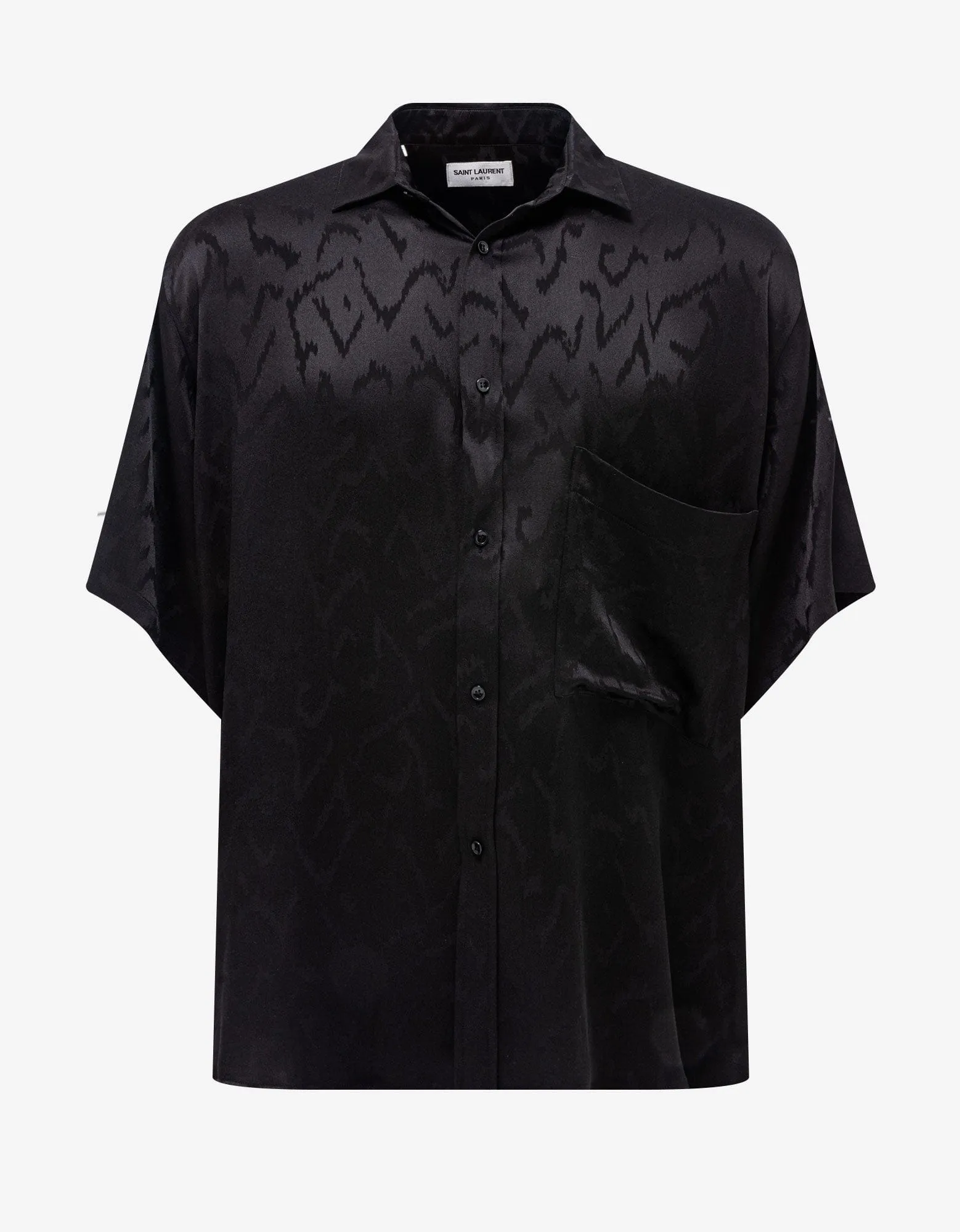 Saint Laurent Black Pattern Oversize Silk Shirt sold by Zoo Fashions