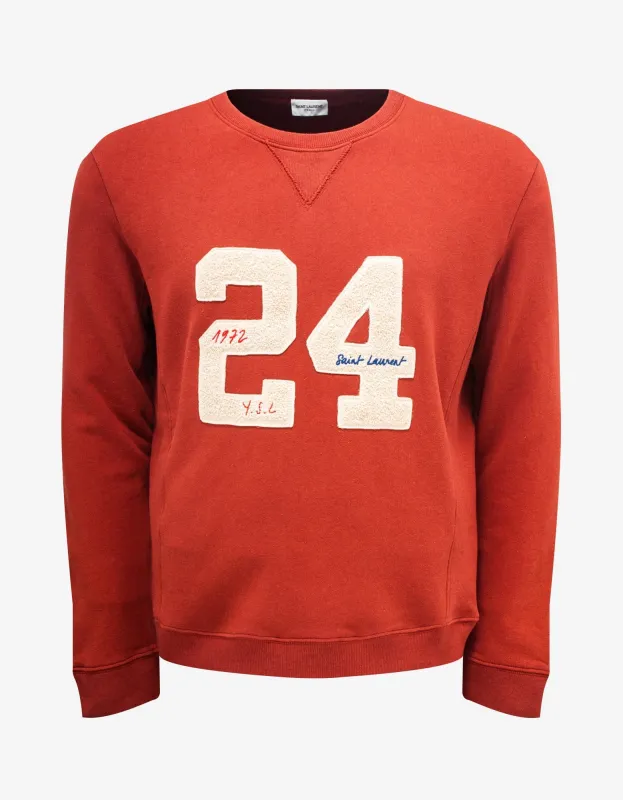 Saint Laurent Red "24 Saint Laurent" Sweatshirt sold by Zoo Fashions