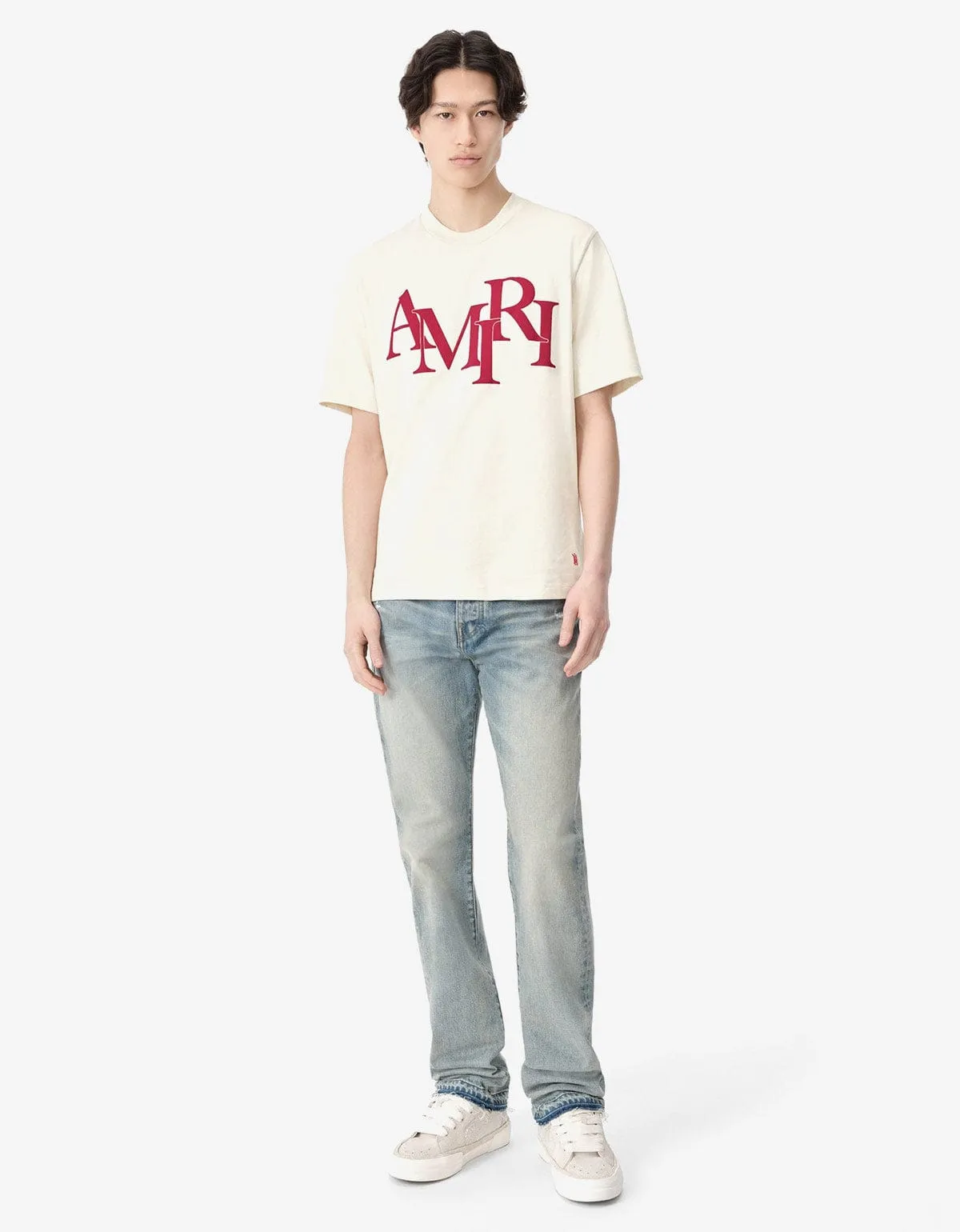 Amiri Birch White Staggered Logo T-Shirt sold by Zoo Fashions product image thumbnail 2