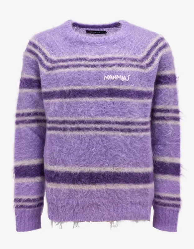 Nahmias Purple Striped Knit Sweater made by Nahmias