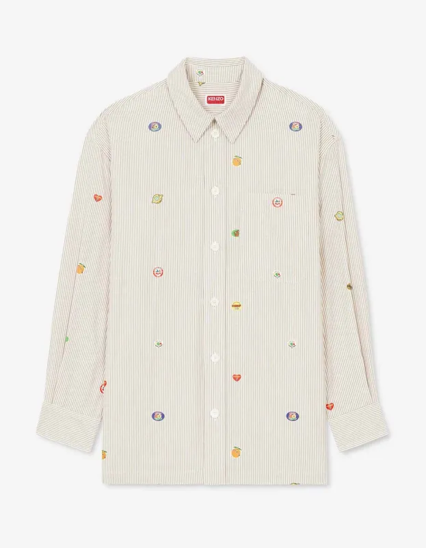 Kenzo Beige 'Kenzo Fruit Stickers' Oversized Shirt sold by Zoo Fashions