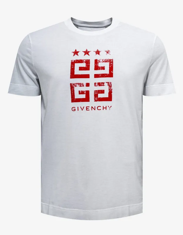 Givenchy White 4G Stars T-Shirt sold by Zoo Fashions