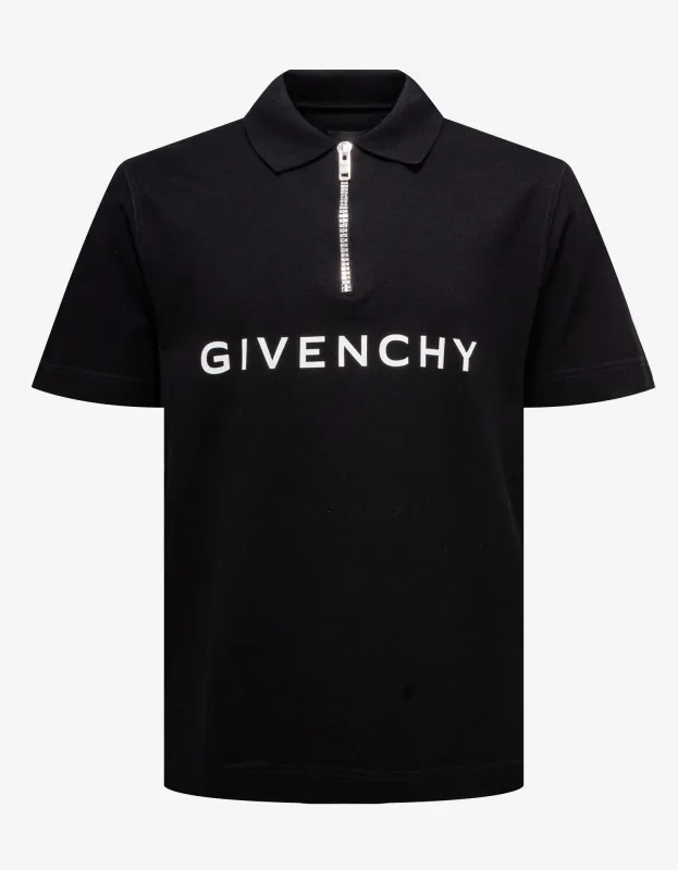 Givenchy Black Archetype Zipped Polo T-Shirt sold by Zoo Fashions