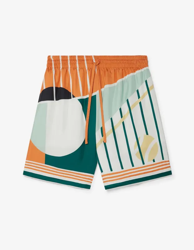 Casablanca Court Abstrait Silk Shorts sold by Zoo Fashions
