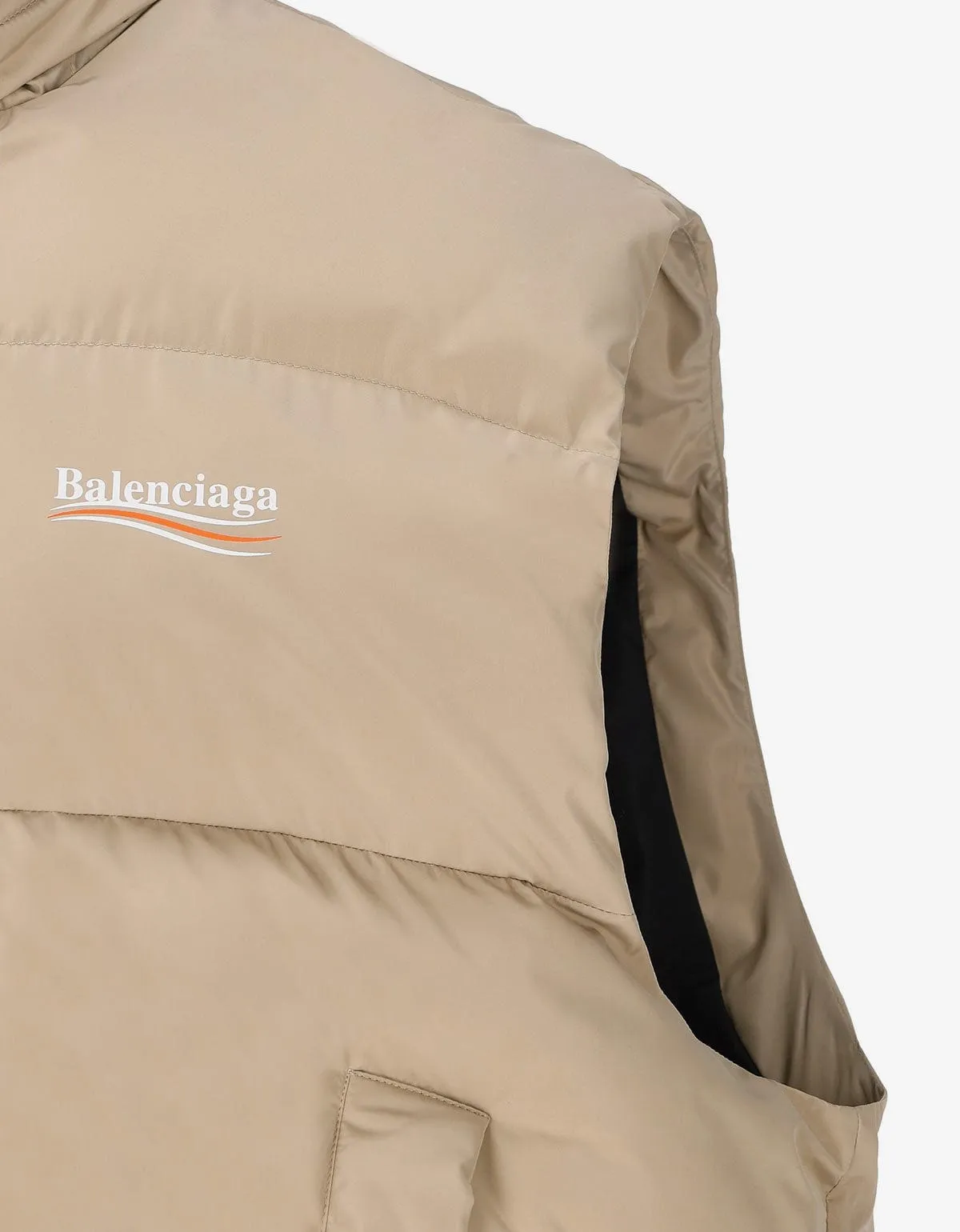 Balenciaga Beige Political Campaign Cocoon Puffer Gilet sold by Zoo Fashions product image thumbnail 3
