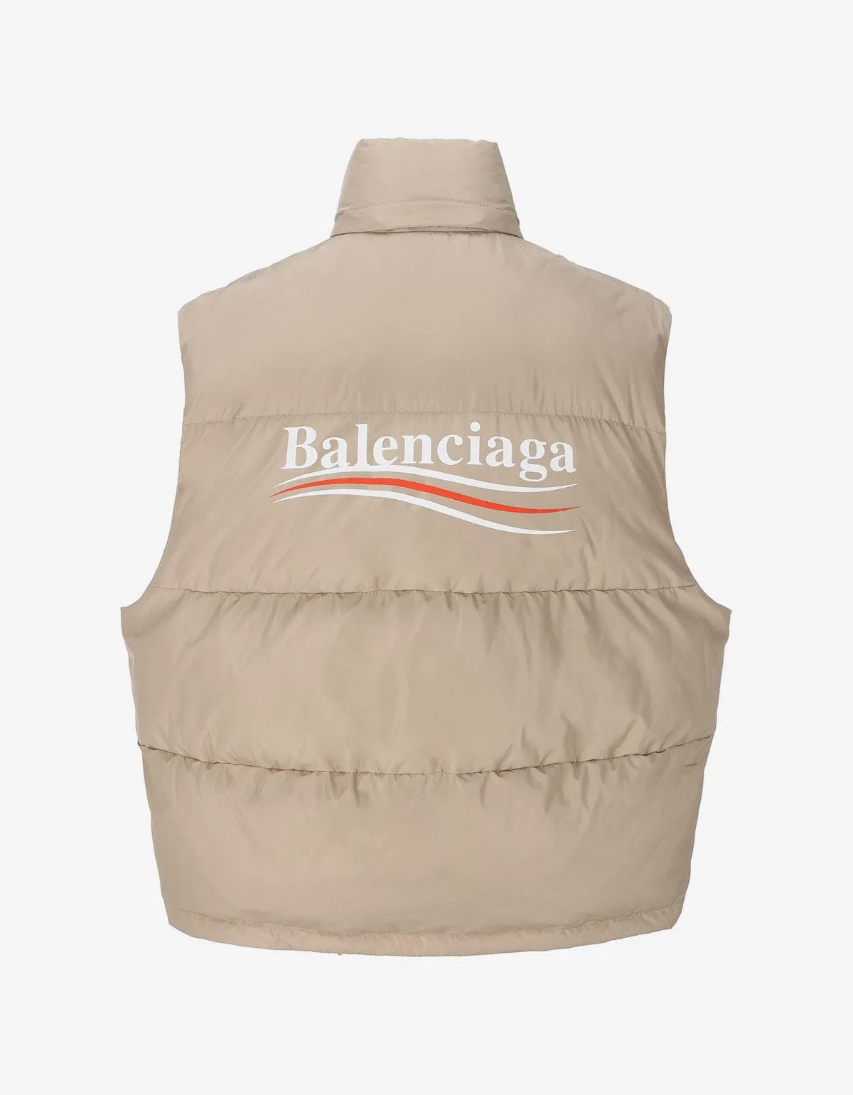 Balenciaga Beige Political Campaign Cocoon Puffer Gilet sold by Zoo Fashions product image thumbnail 2