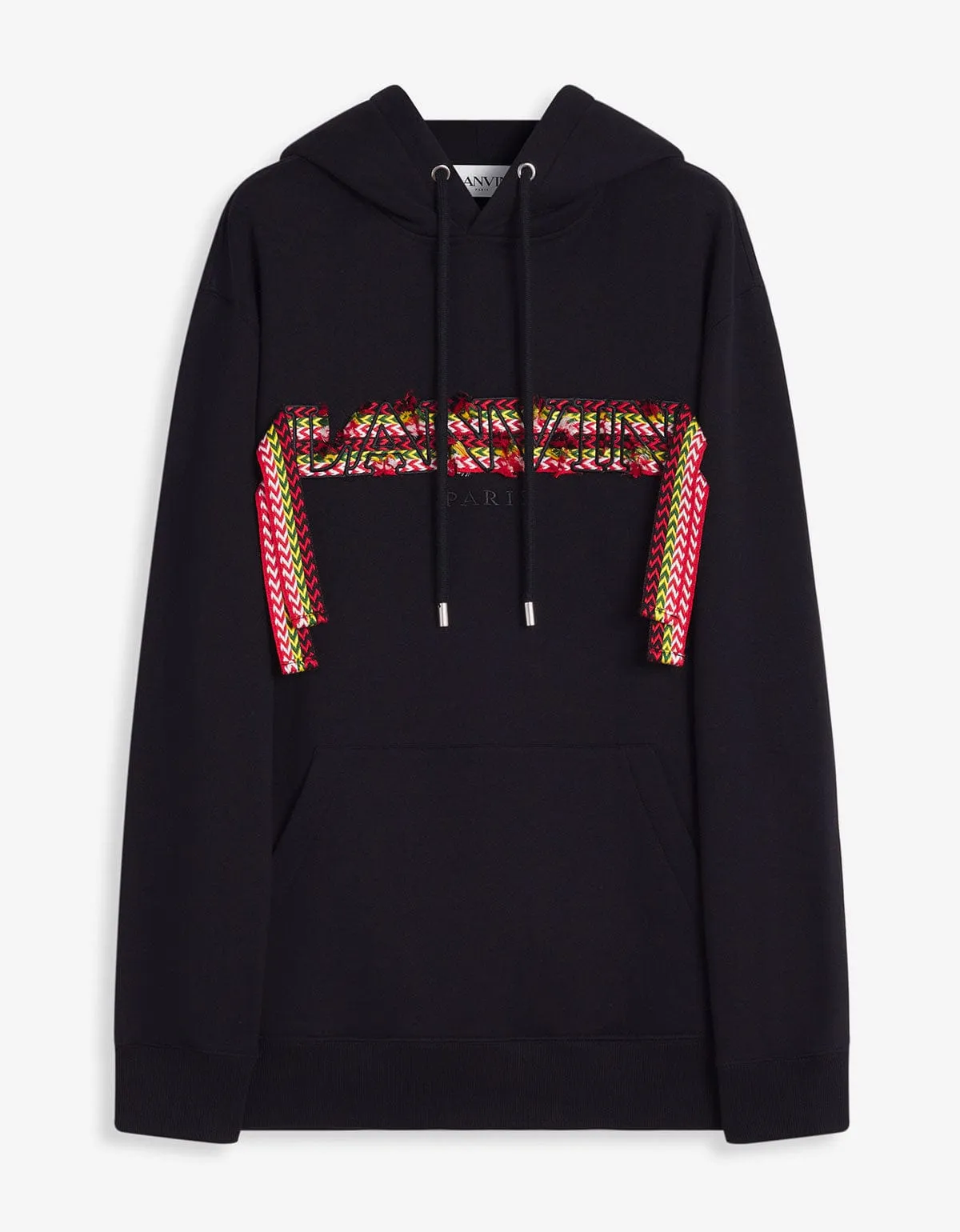 Lanvin Black Curb Logo Embroidered Oversized Hoodie sold by Zoo Fashions
