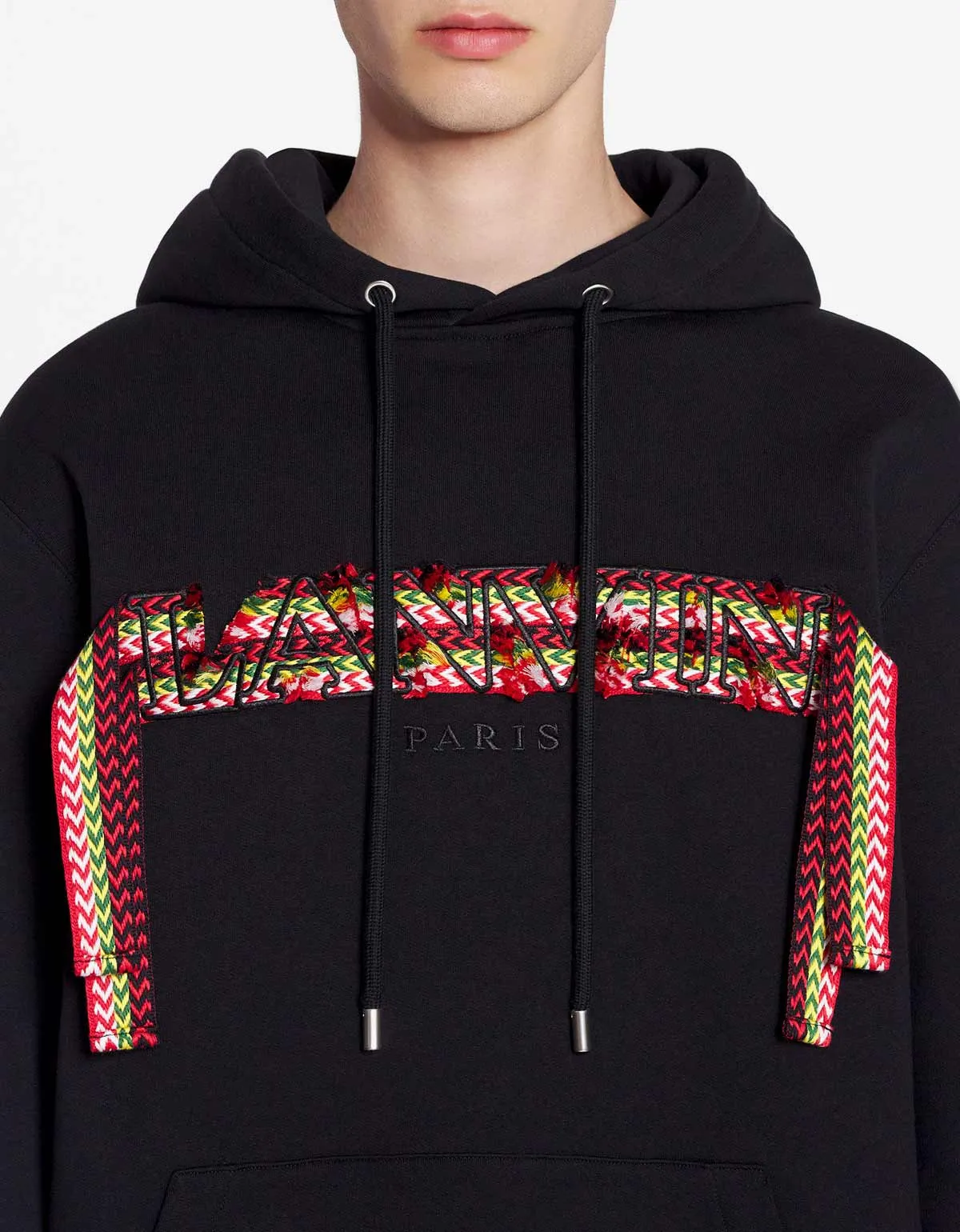 Lanvin Black Curb Logo Embroidered Oversized Hoodie sold by Zoo Fashions product image thumbnail 4