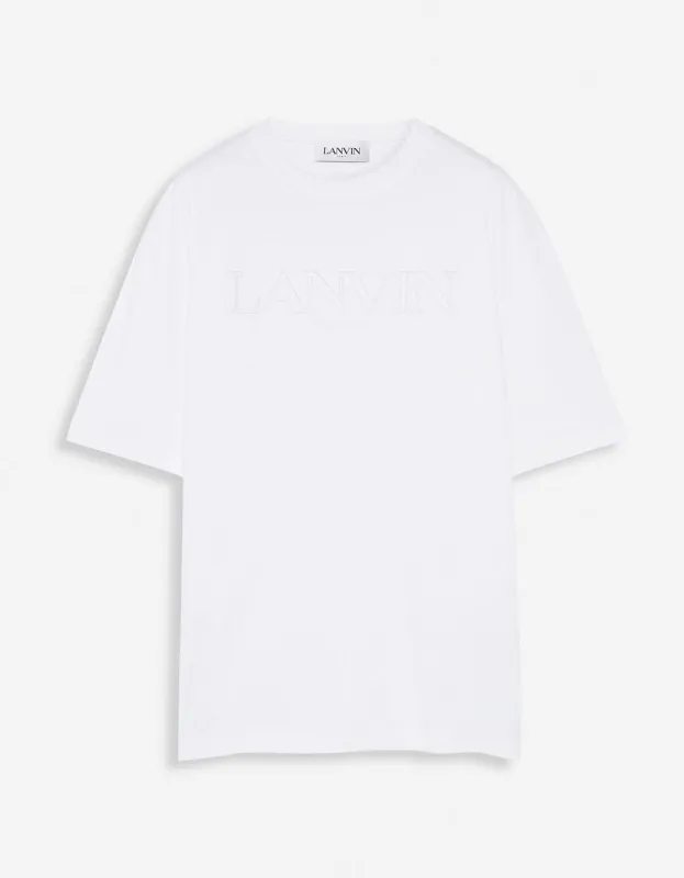 Lanvin White Logo Embroidered Classic T-Shirt sold by Zoo Fashions