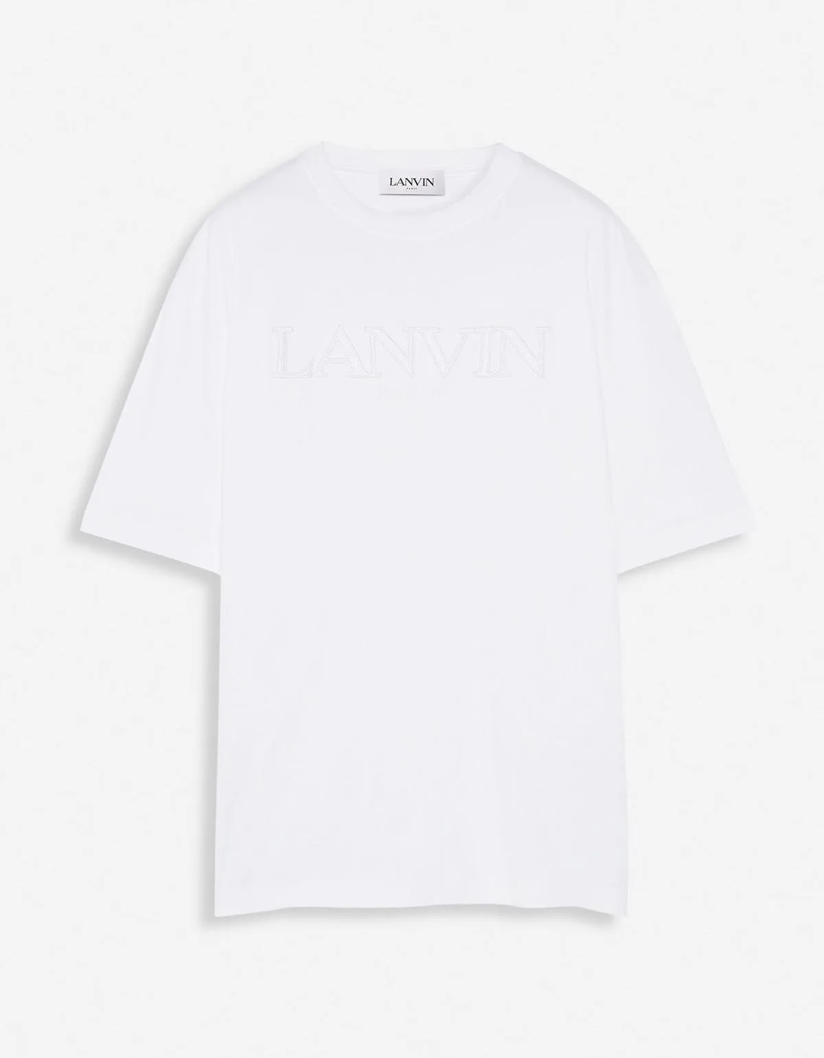 Lanvin White Logo Embroidered Classic T-Shirt sold by Zoo Fashions