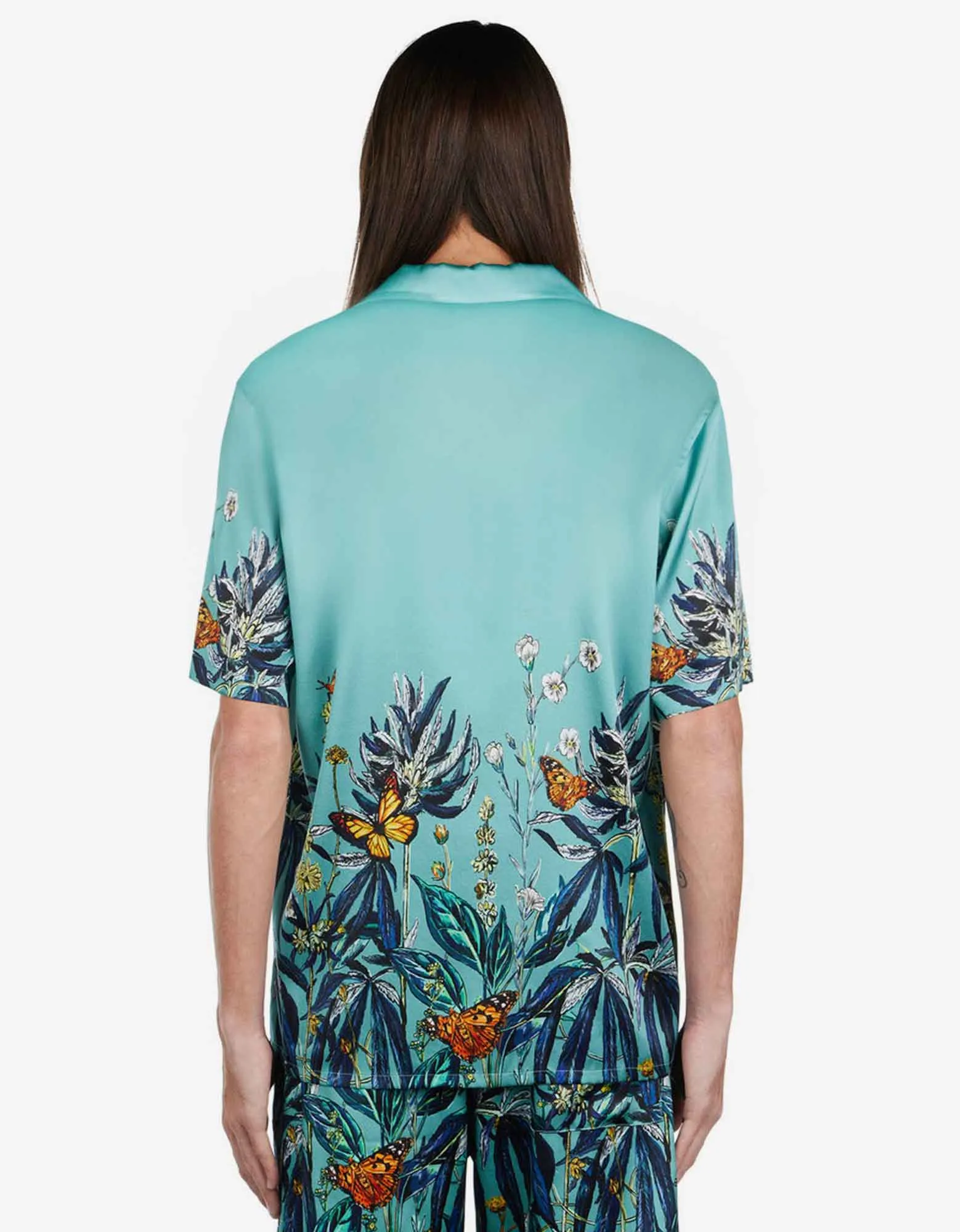 Nahmias Blue Botanical Silk Short Sleeve Shirt sold by Zoo Fashions product image thumbnail 3