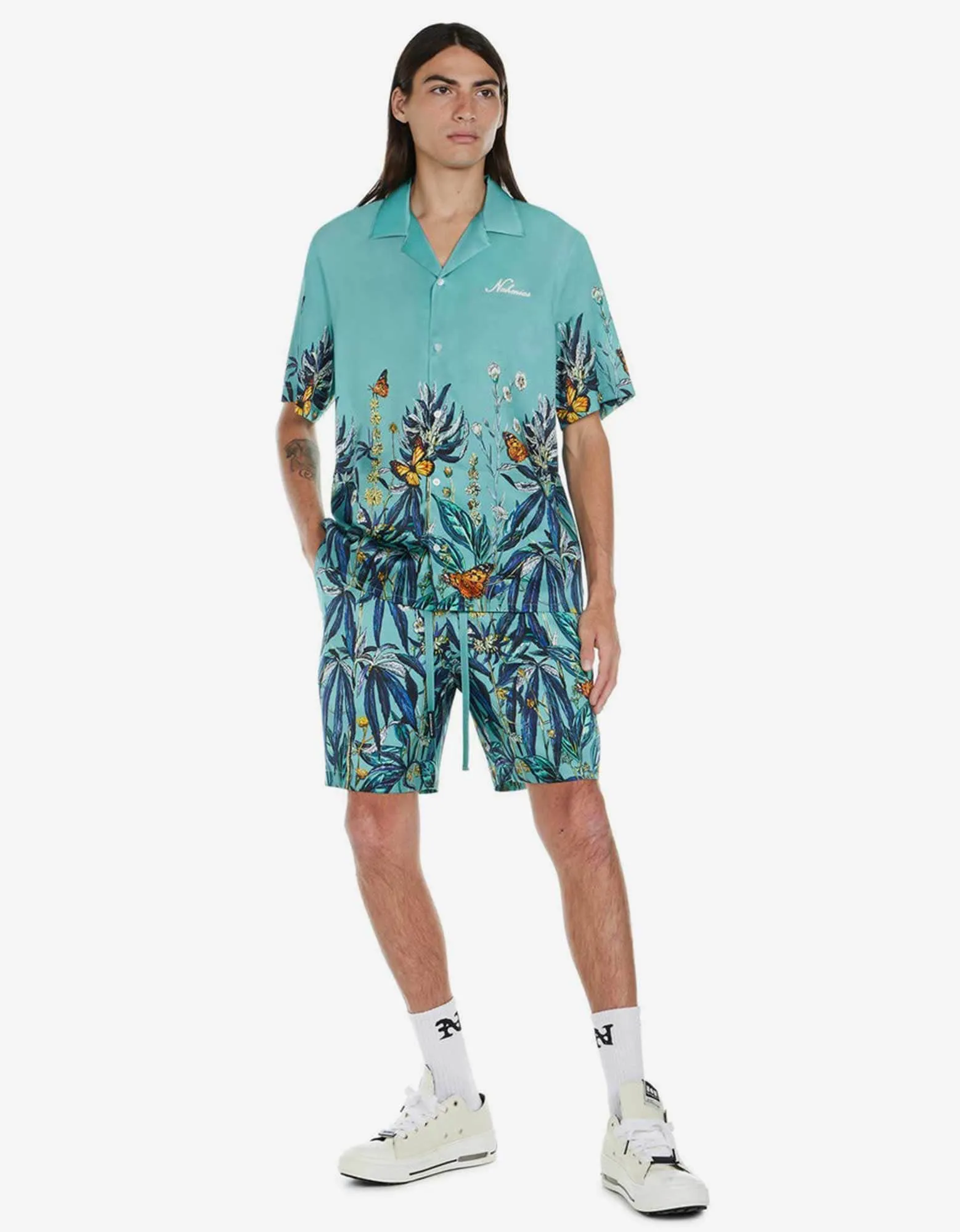 Nahmias Blue Botanical Silk Short Sleeve Shirt sold by Zoo Fashions product image thumbnail 4