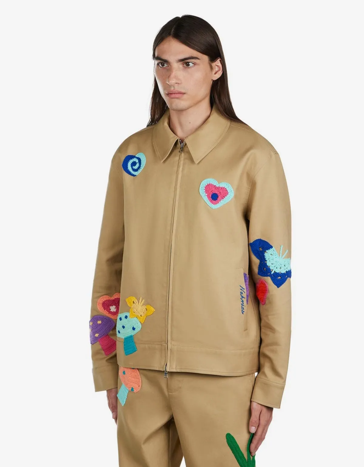 Nahmias Sand Crochet Patch Worker Jacket sold by Zoo Fashions product image thumbnail 2