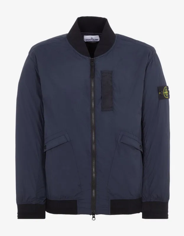 Stone Island Blue Skin Touch Nylon-TC Bomber Jacket sold by Zoo Fashions