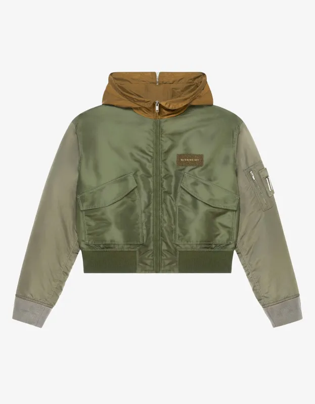 Givenchy Green Hooded Bomber Jacket sold by Zoo Fashions