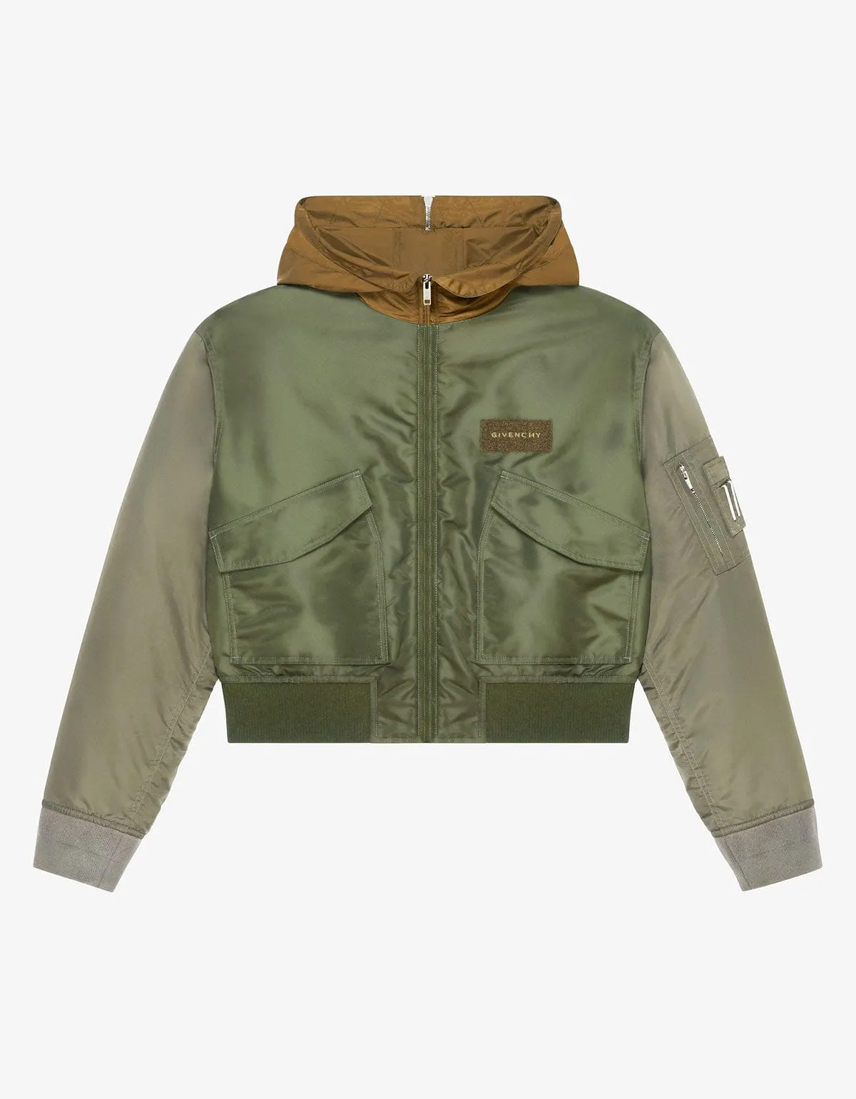 Givenchy Green Hooded Bomber Jacket sold by Zoo Fashions
