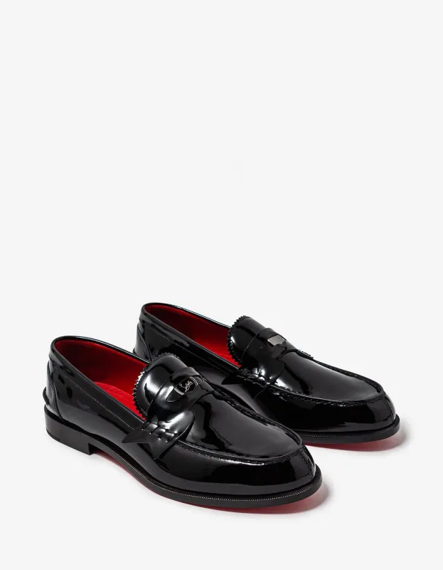 Christian Louboutin Penny Flat Black Patent Loafers sold by Zoo Fashions