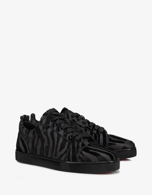 Christian Louboutin Louis Junior Black Velvet Quagga Trainers - sold by Zoo Fashions