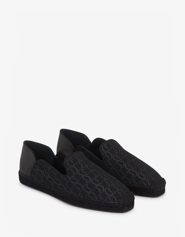 Christian Louboutin Espadon CL Jacquard Black Espadrilles - sold by Zoo Fashions