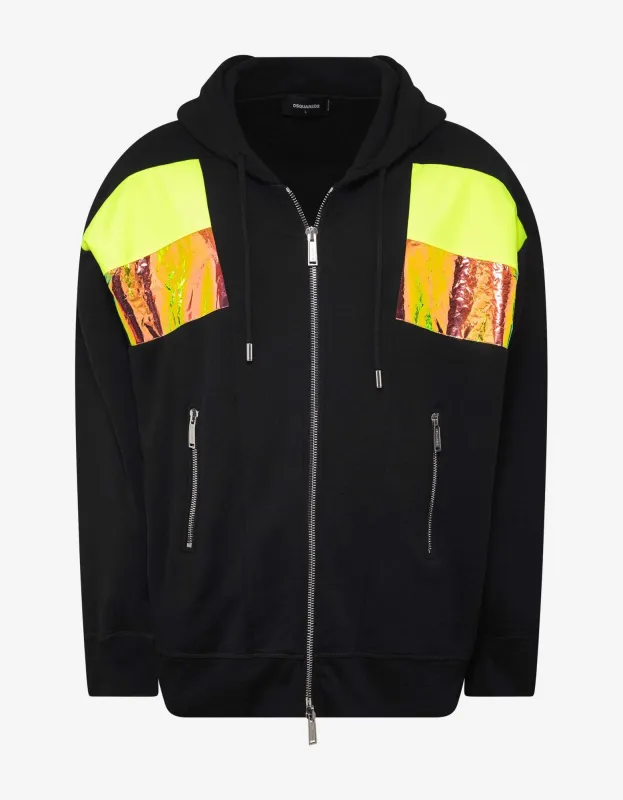 Dsquared2 Black Neon Panelled Hoodie made by DSQUARED2