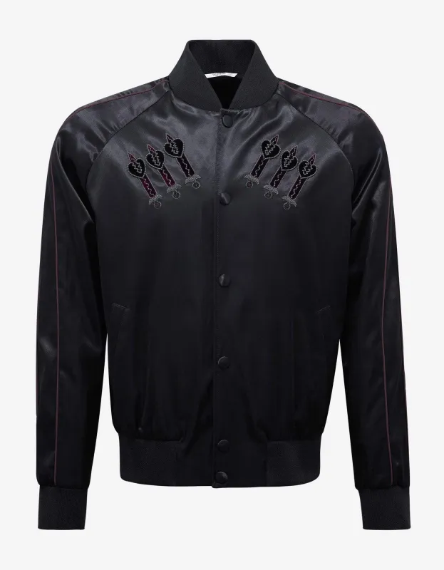 Valentino Black Loveblade Embroidery Souvenir Jacket sold by Zoo Fashions