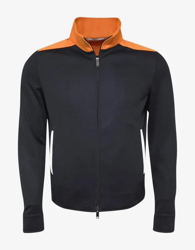 Valentino Navy Blue Track Jacket with Orange Trim sold by Zoo Fashions