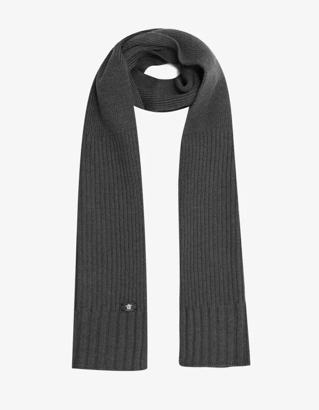 Versace Grey Ribbed Wool Scarf sold by Zoo Fashions