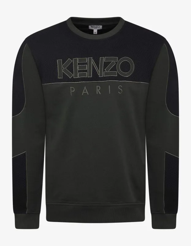 Kenzo Khaki Dual-Fabric Sweatshirt sold by Zoo Fashions
